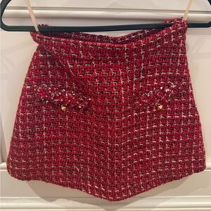 Valentino Vibrant Red and Black Tweed skirt skort